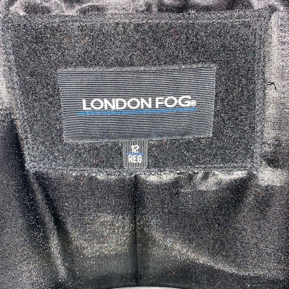 London Fog Black Wool & Silk Blend Trench Peacoat Jacket Ladies Large (12) - Picture 3 of 4